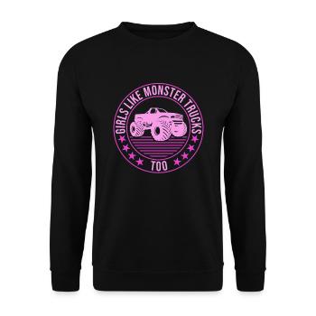 Girls like monster trucks also girls like monsters - Unisex Sweatshirt - black - Front - Alina (178cm) & Michal (187cm)