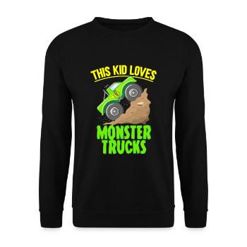 Ce gamin adore les monster trucks - Sweat-shirt Unisexe - noir - Devant - Alina (178cm) & Michal (187cm)