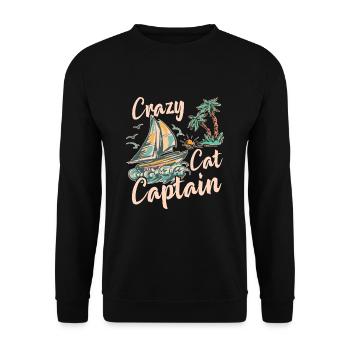 Crazy Catamaran Captain Sailing Sailor - Unisex Sweatshirt - black - Front - Alina (178cm) & Michal (187cm)