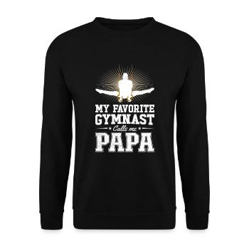 Mein Lieblingsturner Nennt Mich Papa - Unisex Pullover - Schwarz - Vorne - Alina (178cm) & Michal (187cm)