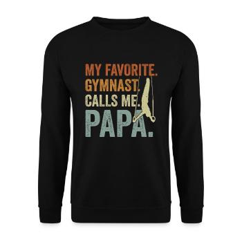 Mon gymnaste préféré m’appelle Papa - Sweat-shirt Unisexe - noir - Devant - Alina (178cm) & Michal (187cm)
