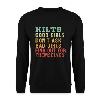 Scottish Kilt Saying Scottish Skirt Scotland - Unisex Sweatshirt - black - Front - Alina (178cm) & Michal (187cm)