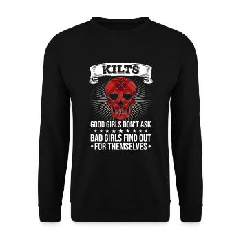 Scottish Kilt Saying Scottish Skirt Scotland - Unisex Sweatshirt - black - Front - Alina (178cm) & Michal (187cm)