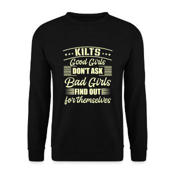 Scottish Kilt Saying Scottish Skirt Scotland - Unisex Sweatshirt - black - Front - Alina (178cm) & Michal (187cm)