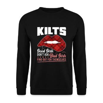 Scottish Kilt Saying Scottish Skirt Scotland - Unisex Sweatshirt - black - Front - Alina (178cm) & Michal (187cm)