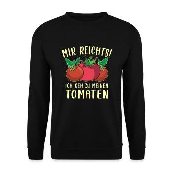 Gehe Zu Tomaten Tomatensorten Gartenfreunde - Unisex Pullover - Schwarz - Vorne - Alina (178cm) & Michal (187cm)