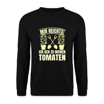Gehe Zu Tomaten Tomatensorten Gartenfreunde - Unisex Pullover - Schwarz - Vorne - Alina (178cm) & Michal (187cm)