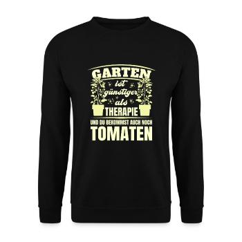 Garten Therapie Tomaten Tomatensorten Gartenfreund - Unisex Pullover - Schwarz - Vorne - Alina (178cm) & Michal (187cm)