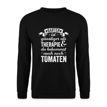 Garten Therapie Tomaten Tomatensorten Gartenfreund - Unisex Pullover - Schwarz - Vorne - Alina (178cm) & Michal (187cm)