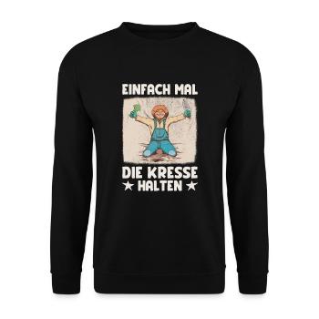 Einfach Mal die Kresse Halten Gartenlust Gärtner - Unisex Pullover - Schwarz - Vorne - Alina (178cm) & Michal (187cm)