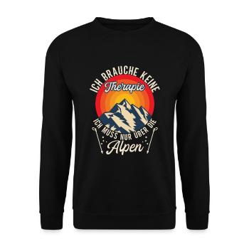 Brauche Keine Therapie Alpen Alpenüberquerung - Unisex Pullover - Schwarz - Vorne - Alina (178cm) & Michal (187cm)