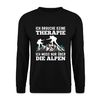 Brauche Keine Therapie Alpen Alpenüberquerung - Unisex Pullover - Schwarz - Vorne - Alina (178cm) & Michal (187cm)