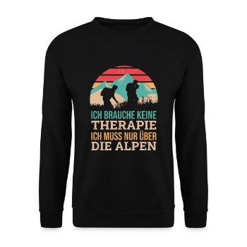 Brauche Keine Therapie Alpen Alpenüberquerung - Unisex Pullover - Schwarz - Vorne - Alina (178cm) & Michal (187cm)