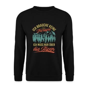 Brauche Keine Therapie Alpen Alpenüberquerung - Unisex Pullover - Schwarz - Vorne - Alina (178cm) & Michal (187cm)