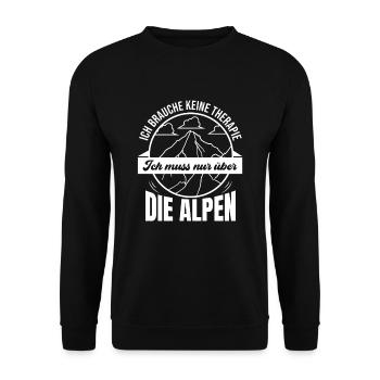 Brauche Keine Therapie Alpen Alpenüberquerung - Unisex Pullover - Schwarz - Vorne - Alina (178cm) & Michal (187cm)