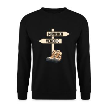 Crossing the Alps Munich Venice Long-Distance Hiking Trail - Unisex Sweatshirt - black - Front - Alina (178cm) & Michal (187cm)