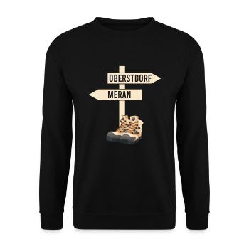 Crossing the Alps Oberstdorf Merano E5 long-distance hiking trail - Unisex Sweatshirt - black - Front - Alina (178cm) & Michal (187cm)