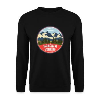 Alpenüberquerung München Venedig Fernwanderweg - Unisex Pullover - Schwarz - Vorne - Alina (178cm) & Michal (187cm)