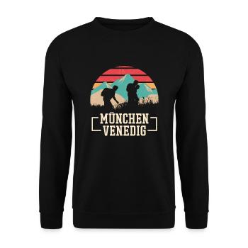 Alpenüberquerung München Venedig Fernwanderweg - Unisex Pullover - Schwarz - Vorne - Alina (178cm) & Michal (187cm)