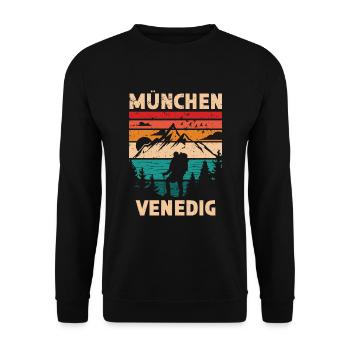 Alpenüberquerung München Venedig Fernwanderweg - Unisex Pullover - Schwarz - Vorne - Alina (178cm) & Michal (187cm)