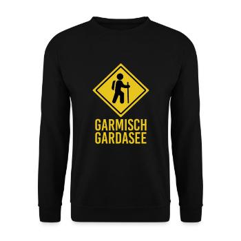 Crossing the Alps Garmisch Lake Garda - Unisex Sweatshirt - black - Front - Alina (178cm) & Michal (187cm)