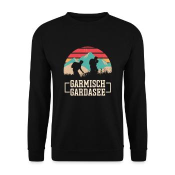 Crossing the Alps Garmisch Lake Garda - Unisex Sweatshirt - black - Front - Alina (178cm) & Michal (187cm)
