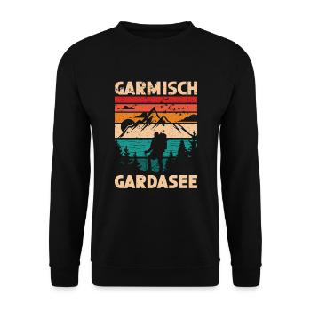 Crossing the Alps Garmisch Lake Garda - Unisex Sweatshirt - black - Front - Alina (178cm) & Michal (187cm)