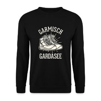Crossing the Alps Garmisch Lake Garda - Unisex Sweatshirt - black - Front - Alina (178cm) & Michal (187cm)