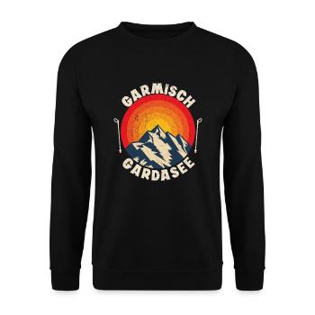 Alpenüberquerung Garmisch Gardasee - Unisex Pullover - Schwarz - Vorne - Alina (178cm) & Michal (187cm)