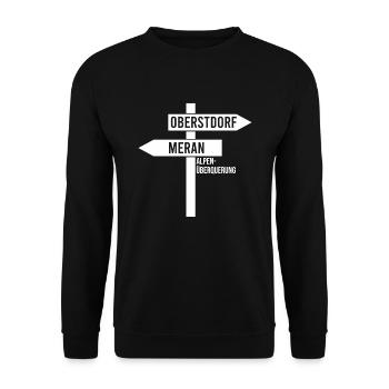 Crossing the Alps Oberstdorf Merano E5 long-distance hiking trail - Unisex Sweatshirt - black - Front - Alina (178cm) & Michal (187cm)