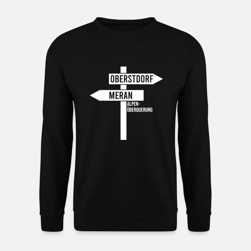 Traversée des Alpes Sentier de randonnée longue distance Oberstdorf Merano E5 - Sweat-shirt Unisexe - noir