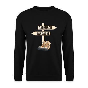 Crossing the Alps Garmisch Lake Garda - Unisex Sweatshirt - black - Front - Alina (178cm) & Michal (187cm)