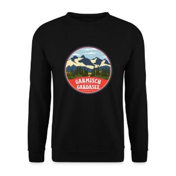 Crossing the Alps Garmisch Lake Garda - Unisex Sweatshirt - black - Front - Alina (178cm) & Michal (187cm)