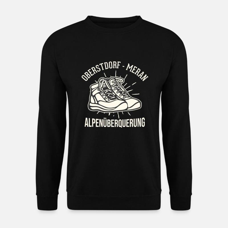 Traversée des Alpes Sentier de randonnée longue distance Oberstdorf Merano E5 - Sweat-shirt Unisexe - noir