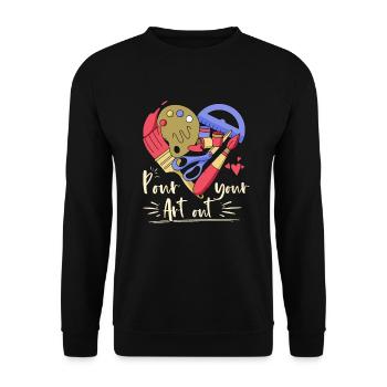Art Teacher Funny Saying Art Course Art Class - Unisex Sweatshirt - black - Front - Alina (178cm) & Michal (187cm)