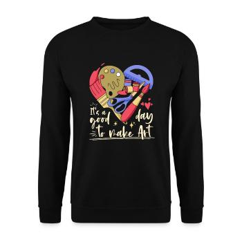 Professeur d’art Drôle de dicteur Cours d’art Cours d’art - Sweat-shirt Unisexe - noir - Devant - Alina (178cm) & Michal (187cm)