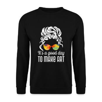 Professeur d’art Drôle de dicteur Cours d’art Cours d’art - Sweat-shirt Unisexe - noir - Devant - Alina (178cm) & Michal (187cm)
