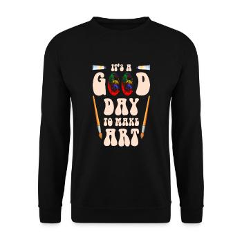 Professeur d’art Drôle de dicteur Cours d’art Cours d’art - Sweat-shirt Unisexe - noir - Devant - Alina (178cm) & Michal (187cm)