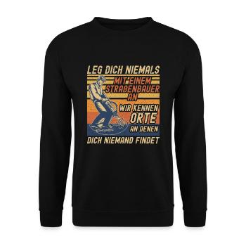 Leg Dich Niemals Mit einem Straßenbauer An Tiefbau - Unisex Pullover - Schwarz - Vorne - Alina (178cm) & Michal (187cm)