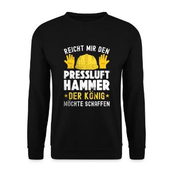 Reicht Mir den Presslufthammer Straßenbauarbeiter - Unisex Pullover - Schwarz - Vorne - Alina (178cm) & Michal (187cm)