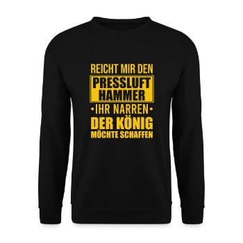 Reicht Mir den Presslufthammer Straßenbauarbeiter - Unisex Pullover - Schwarz - Vorne - Alina (178cm) & Michal (187cm)