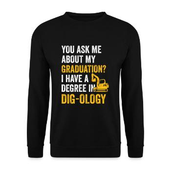 Retro Excavator Saying Excavator Driver Construction Site - Unisex Sweatshirt - black - Front - Alina (178cm) & Michal (187cm)