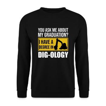Retro Excavator Saying Excavator Driver Construction Site - Unisex Sweatshirt - black - Front - Alina (178cm) & Michal (187cm)