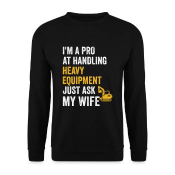 Retro Excavator Slogan Excavator Driver Construction Site - Unisex Sweatshirt - black - Front - Alina (178cm) & Michal (187cm)