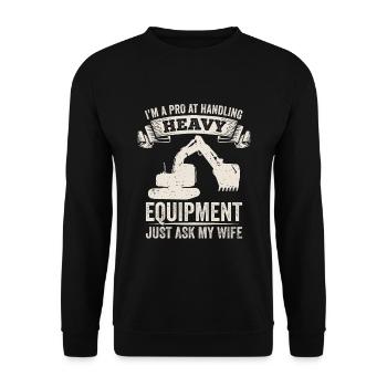 Retro Excavator Slogan Excavator Driver Construction Site - Unisex Sweatshirt - black - Front - Alina (178cm) & Michal (187cm)
