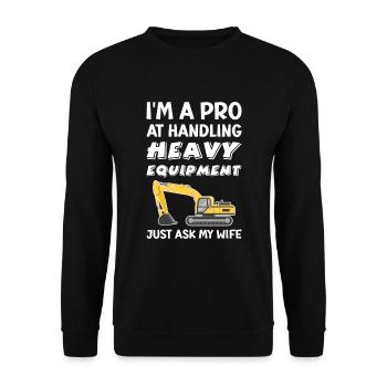 Retro Excavator Slogan Excavator Driver Construction Site - Unisex Sweatshirt - black - Front - Alina (178cm) & Michal (187cm)