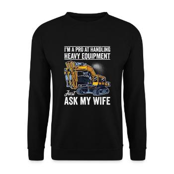 Retro Excavator Slogan Excavator Driver Construction Site - Unisex Sweatshirt - black - Front - Alina (178cm) & Michal (187cm)