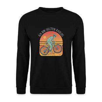 MTB Fahrer Mountainbike Ich Bin Selten Radlos - Unisex Pullover - Schwarz - Vorne - Alina (178cm) & Michal (187cm)