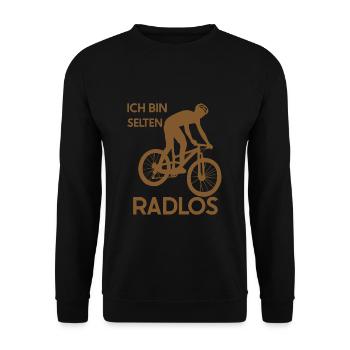 MTB Fahrer Mountainbike Ich Bin Selten Radlos - Unisex Pullover - Schwarz - Vorne - Alina (178cm) & Michal (187cm)