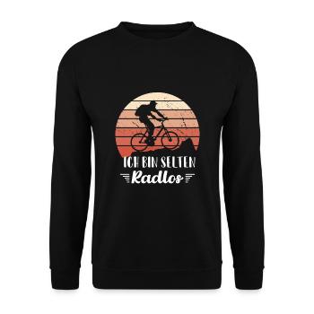 MTB Fahrer Mountainbike Ich Bin Selten Radlos - Unisex Pullover - Schwarz - Vorne - Alina (178cm) & Michal (187cm)